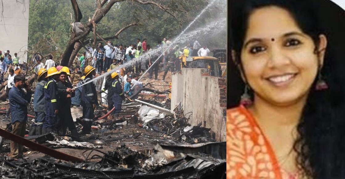 Rescue personnel on the crash site, Renjitha R Nair. Photo: Manorama News. 