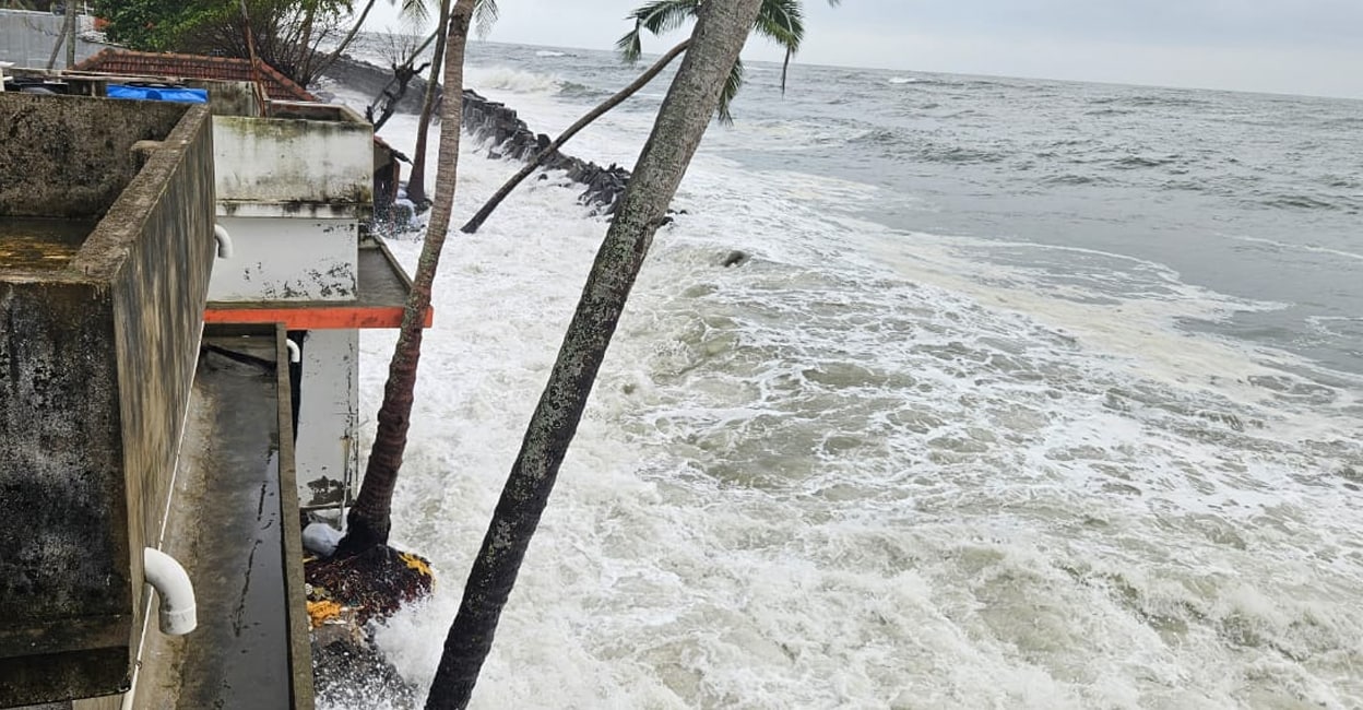chellanam-sea-wave The Chellanam coastal stretch continued to be battered by sea incursion. Photo: Special Arrangement