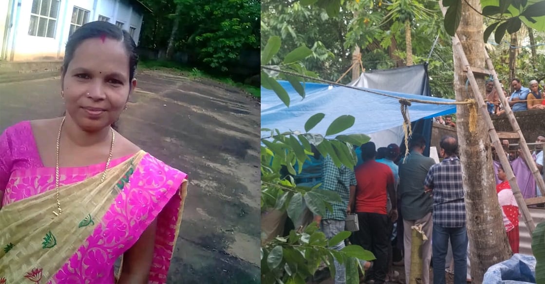 priyamvada-murder-tvm Priyamvada (L), the police recovering mortal remains from the neighbour’s house (R). Photo: Special Arrangement