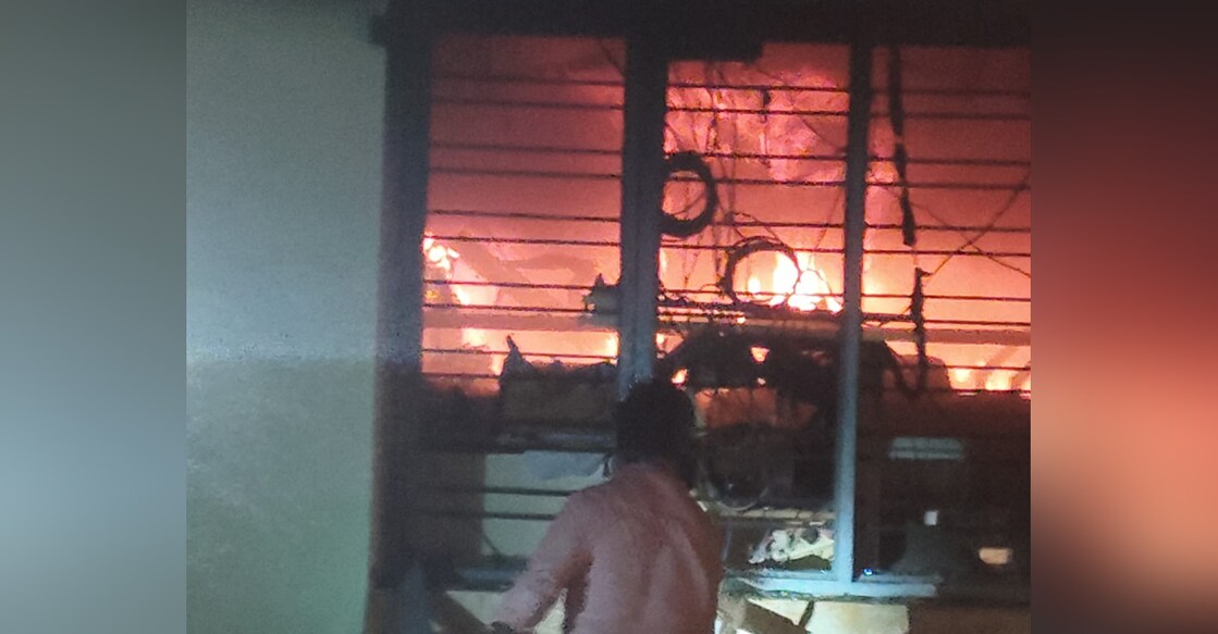 A fire broke out in the three-storeyed Kanjiramkulam panchayat office in Thiruvananthapuram on Sunday. Photo: Special Arrangement