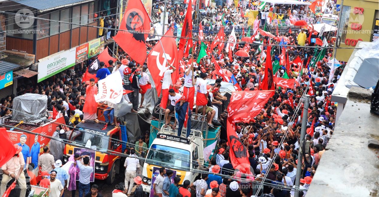 ldf nilmabur LDF activists take part in the last leg of public campaigning for the Nilambur bypoll. Photo: Albin Mathew
