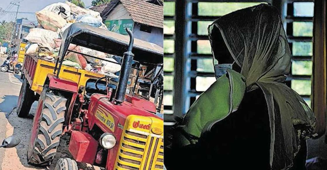 Garbage truck accident Palakkad The garbage tractor that caused the accident. Photo: Manorama