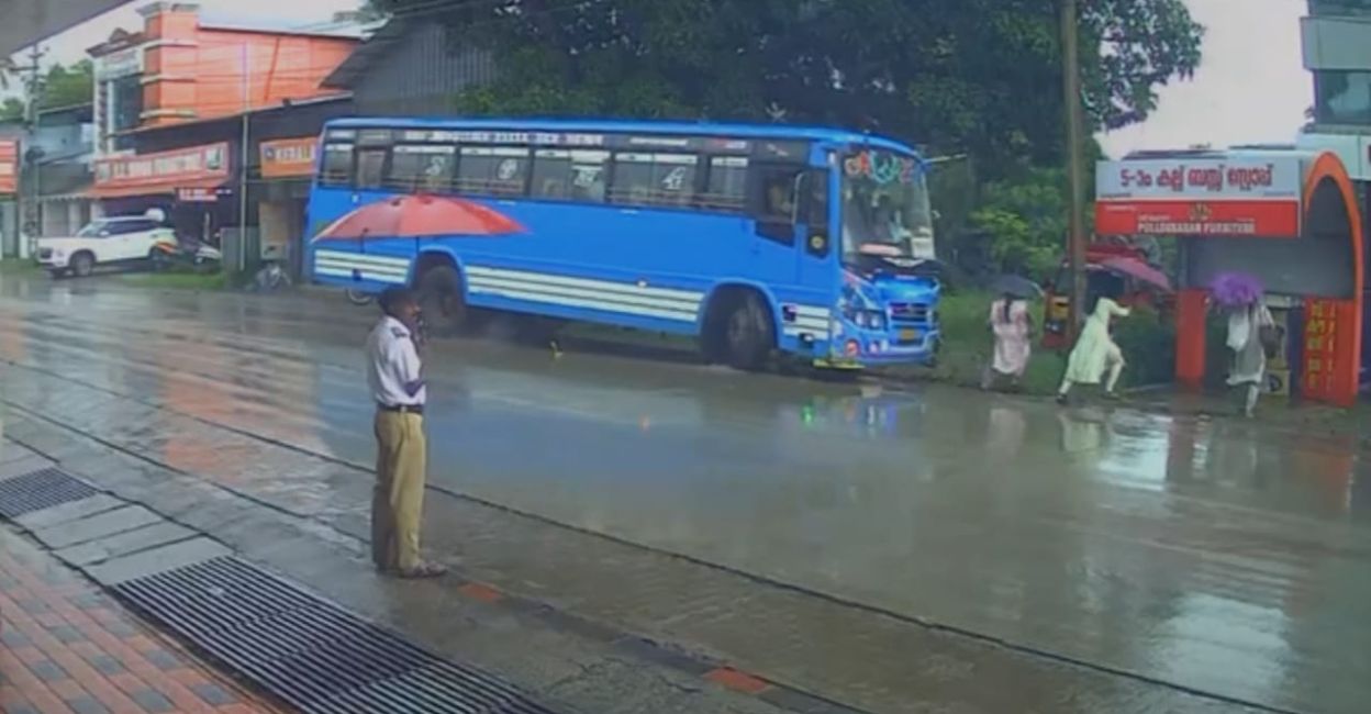 Al-Asa bus crashing into the bus shelter. Photo: Special arrangement.
