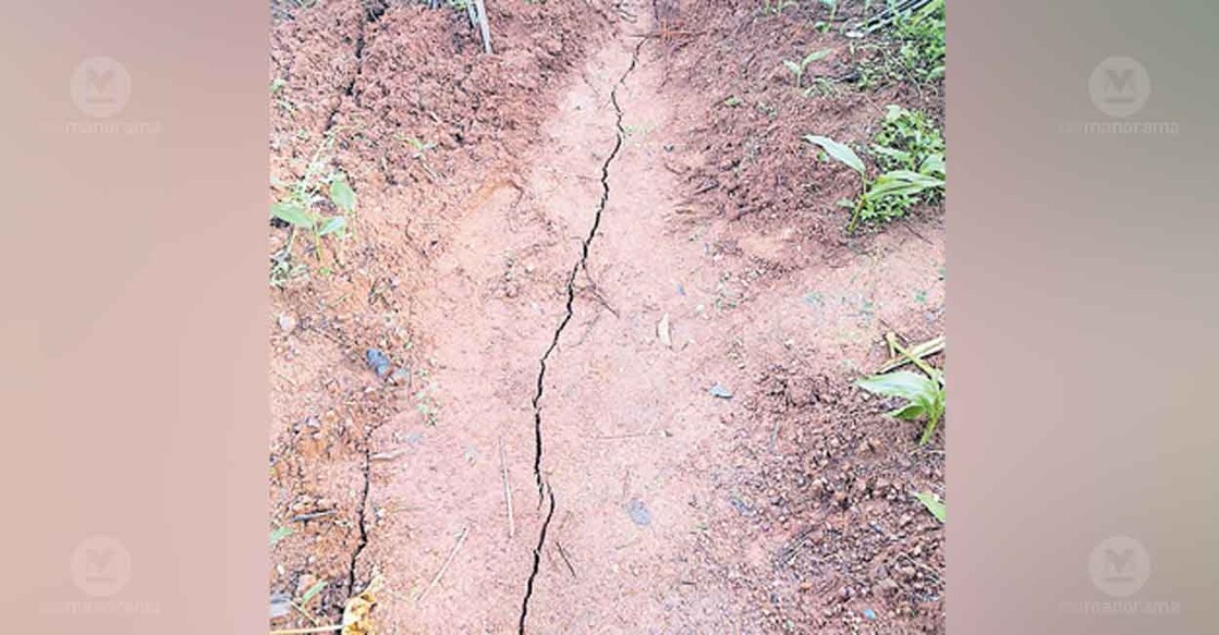 One of the fissures developed on the slopes in Ayyadanmala. Photo: Special arrangement