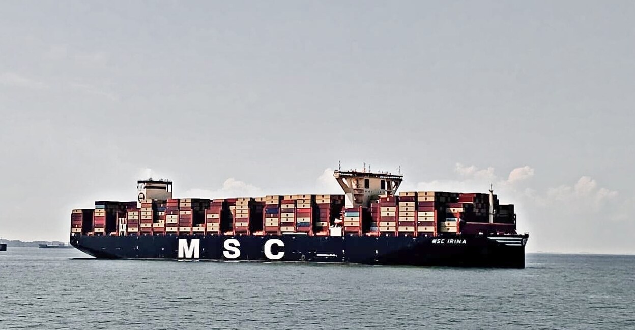 MSC Irina drifting off Vizhinjam port. Photo: Special arrangement. 