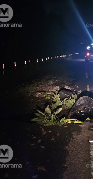 kottayam-development-corridor-2 With many streetlights fail to work, commuters struggle to spot potholes—especially with blinding high beams from oncoming vehicles. Photo: Manorama.