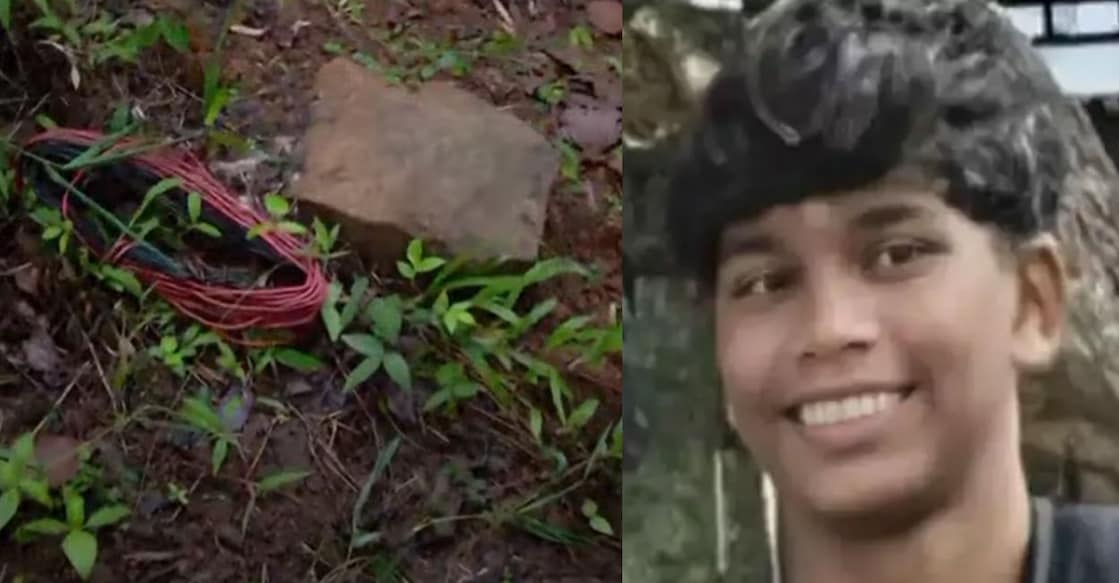 The electric line used to set the trap (L) and Ananthu (R). Photo: Manorama Online