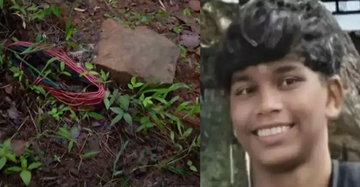 The electric line used to set the trap (L) and Ananthu (R). Photo: Manorama Online