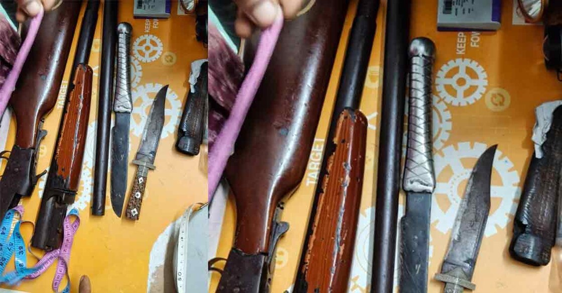 Country guns and daggers seized by forest officials. Photo: Special arrangement