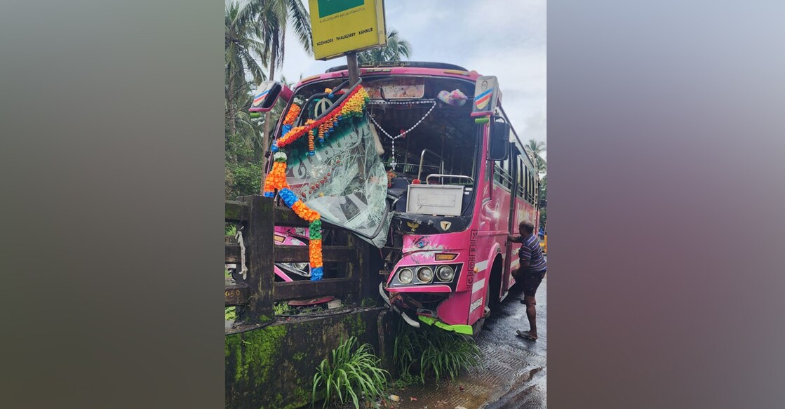 The bus involved in accident in Vengalam. Photo: Special arrangement