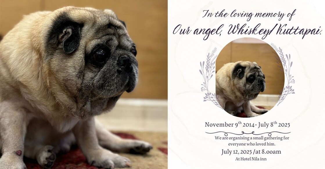 Whiskey (left). The invitation for the memorial ceremony (right). Photo: Special Arrangement