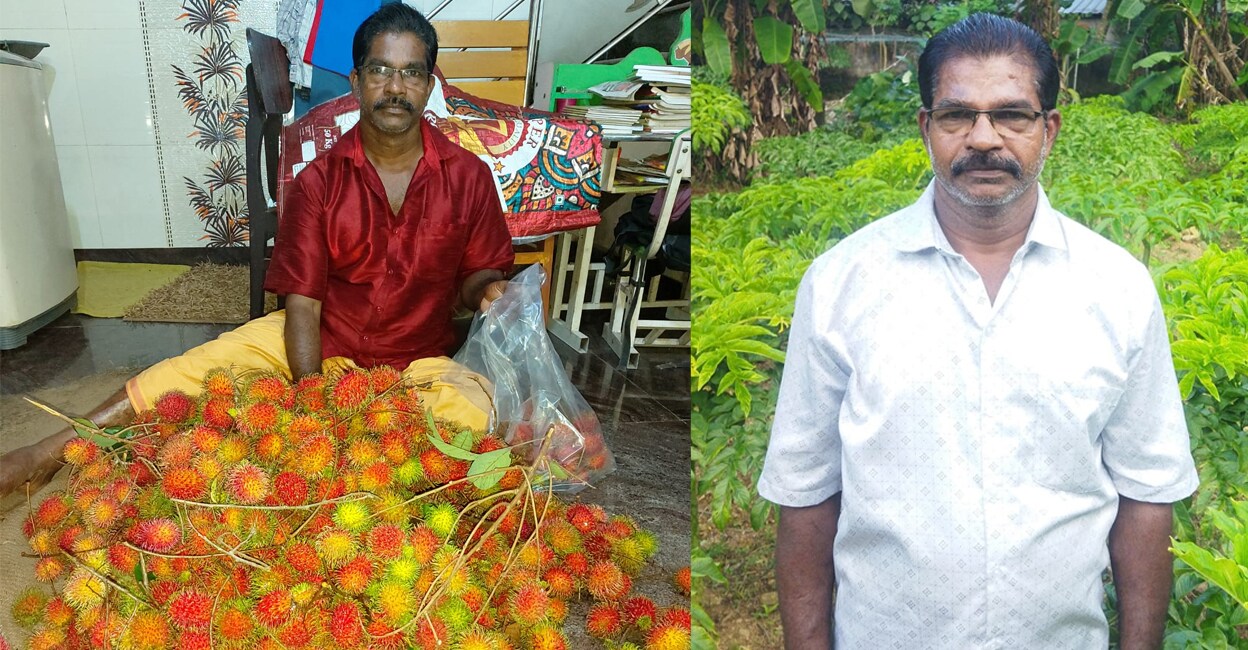 Vallam Sundaran with his produce. Photo: Special arrangement