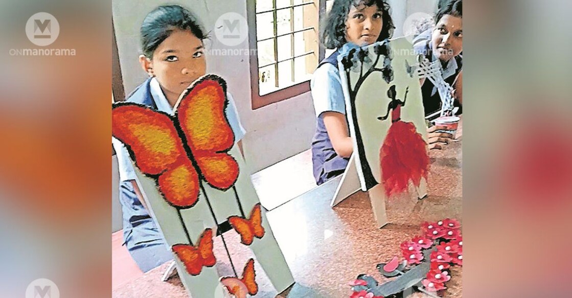 Students of NSS Higher Secondary School showcasing their art. Photo: Manorama