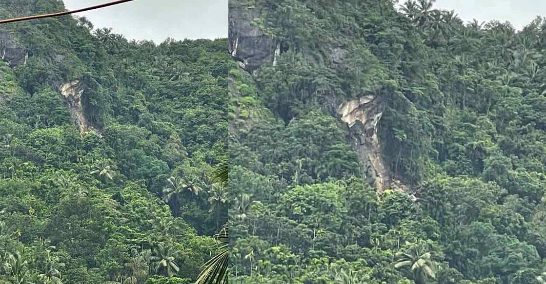 A large portion of rock slipped from Mannathiyettu Mala in Kattippara panchayat, Kozhikode. Photo: Special arrangement