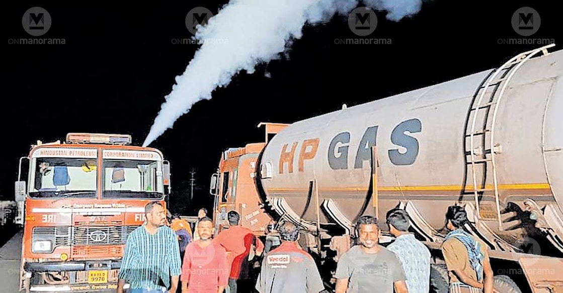 The LPG being transferred from the leaking tanker to another tanker. Photo: Special arrangement