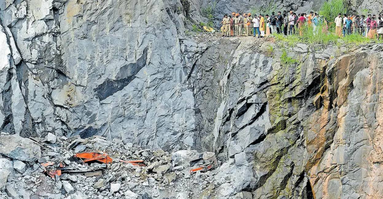 The quarry site where a migrant worker trapped. Photo: Manorama
