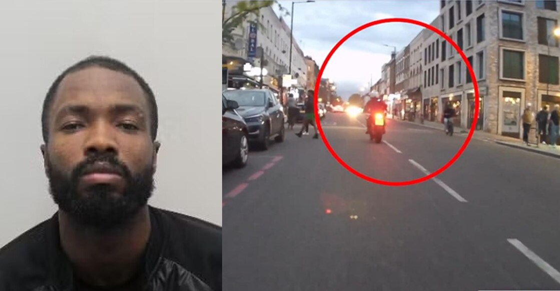 Javon Riley (L) and a screengrab of a motorcyclist opening fire at people. Photo: Special arrangement