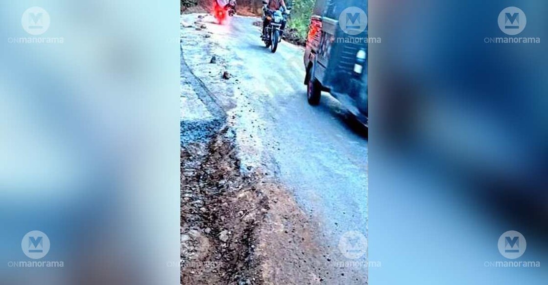 The Kunnumkai-Kundamthattu–Moukkodu road where renovation work has stalled midway. Photo: Special arrangement