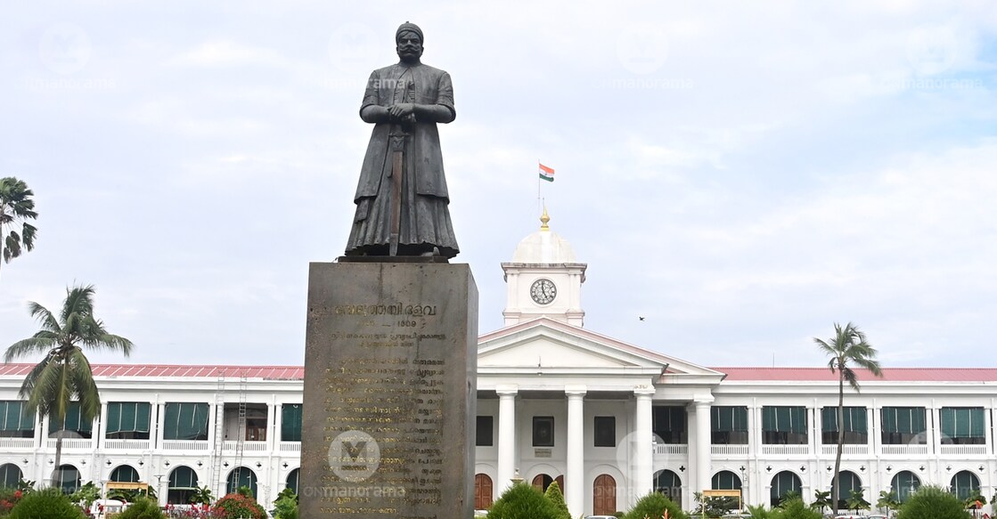 The statue of Veluthampi Dalawa in front of the secretariat. Photo: Manorama