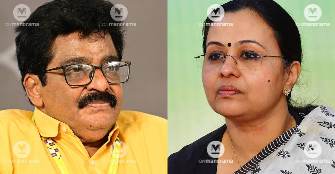 MK Muneer and Veena George. Photo: Manorama Archives