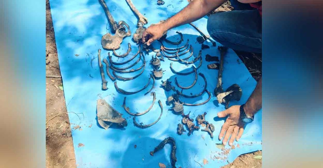 Skeletons suspected to be of missing Kozhikode youth Vigil Velathipadikkal. Photo: Special arrangement