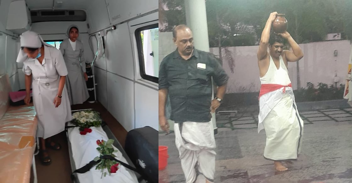 The nuns from Benedict Menni Psycho-Social Rehabilitation Centre (L), Safeer, performing the last rites of rakhi. Photo: Special Arrangement