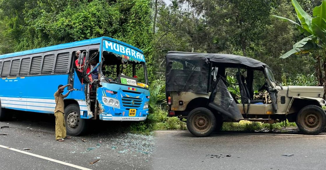 The bus and the jeep involved in the accident. Photos: Special arrangement. 