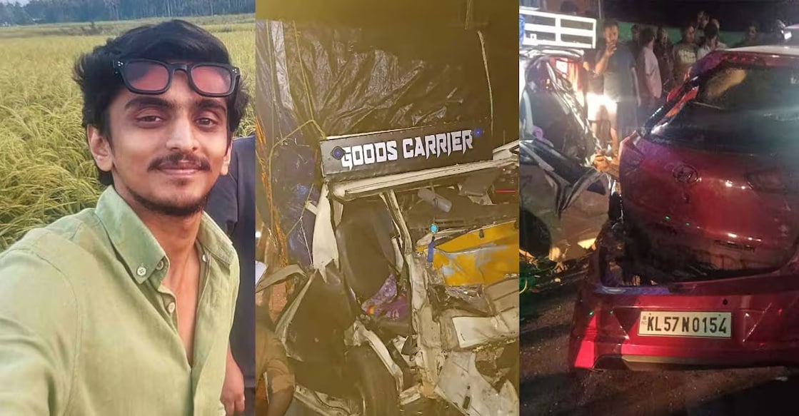 Ahmed Nihal (27) (Left) The pickup truck and car sustained significant damages in the crash. Photo: Manorama