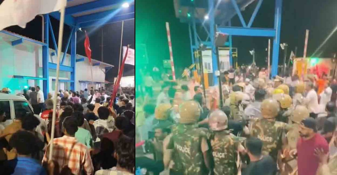 Protests at Kumbla toll plaza. Photo: Special arrangement