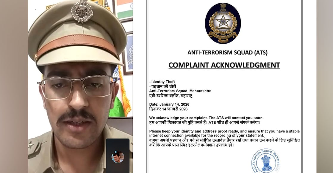 1. Screengrab from the video call 2. The fake complaint acknowledgement statement. Photo: Special Arrangement