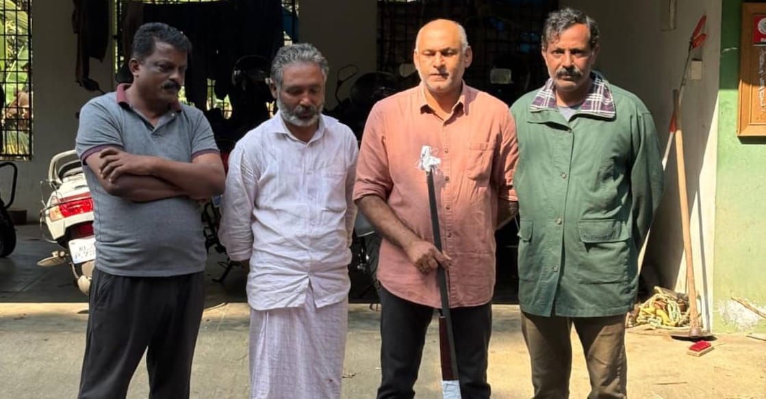 The four men arrested for hunting sambar deer in Wayanad. Photo: Special Arrangement