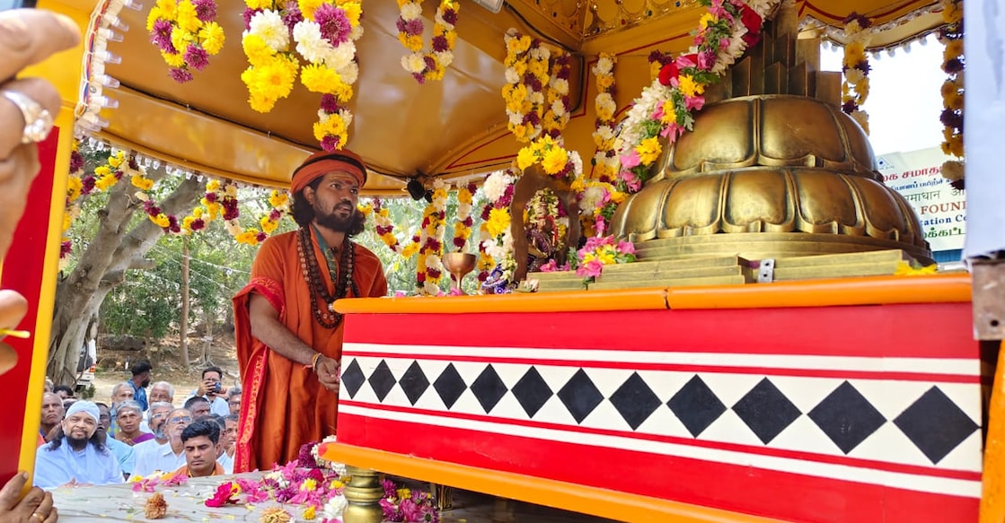 The Rathayatra as part of the Mahotsavam held at Thirunavaya on the banks of the Bharathapuzha. Photo: Special arrangement