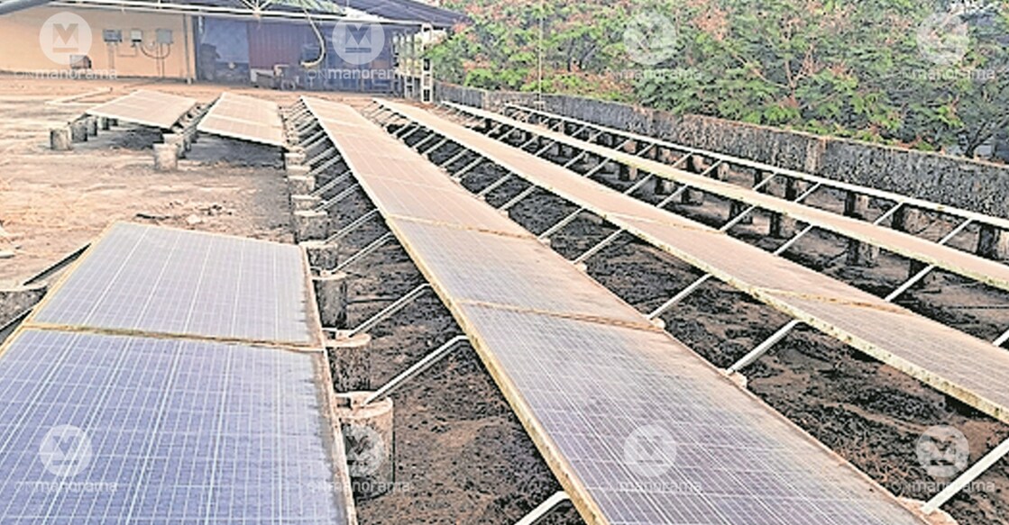 Solar panels installed atop the mini civil station building in Payyannur. Photo: Manorama