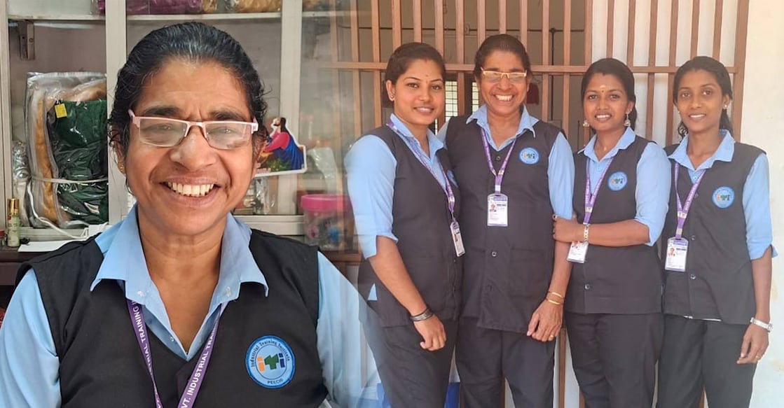 1) Jancy Varghese, 2) Jancy [second from left] with her classmates at the ITI. Photos: Special Arrangement.