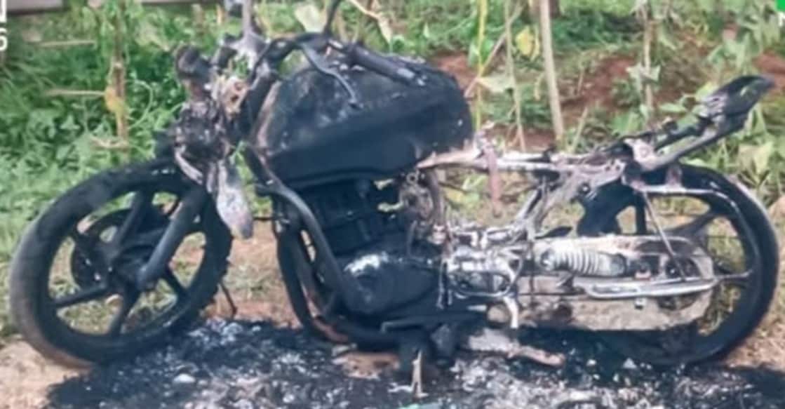 The bike that was set on fire. Photo: Special Arrangement