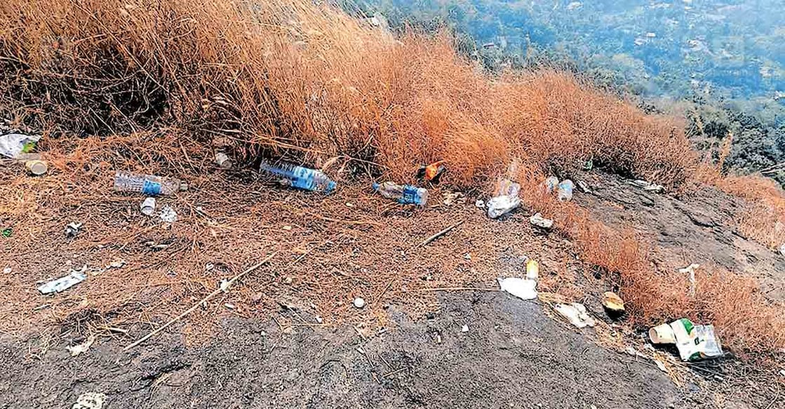The Kottappara viewpoint littered with plastic. Photo: Manorama
