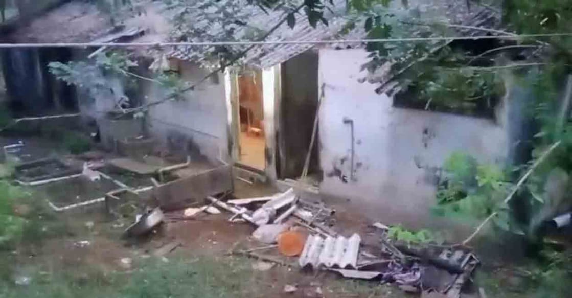 Elephant herd destroys workers' quarters at Kalady Plantation in the Athirappilly Estate, Block 17. Photo: Special arrangement