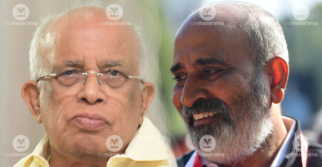 K Krishnankutty and Mathew T Thomas. File Photos: Manorama. 