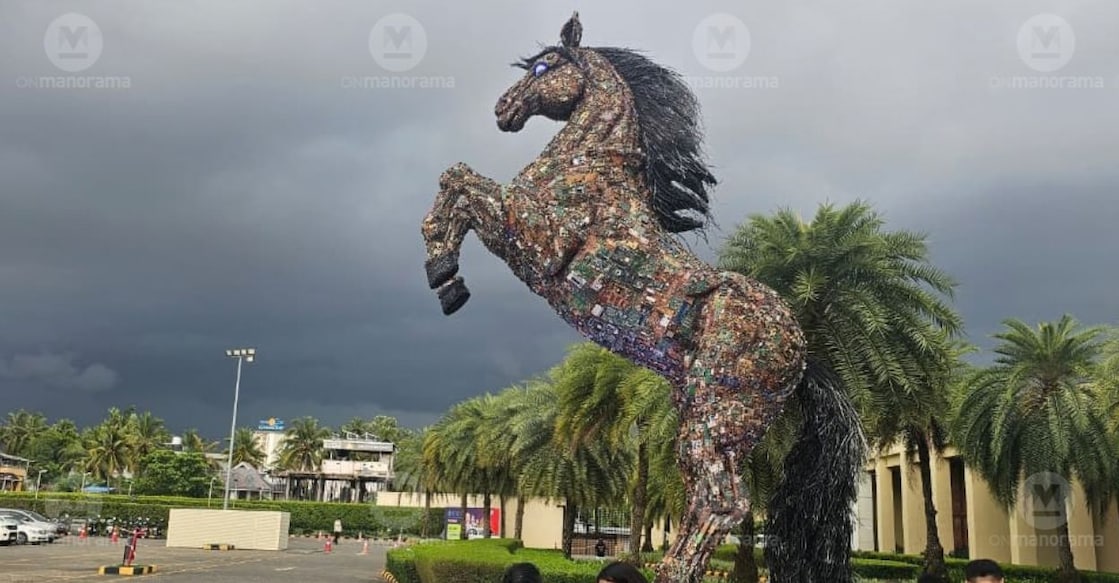 The Cyber Trojan Horse by renowned artist Davinci Suresh. Photo: Onmanorama.