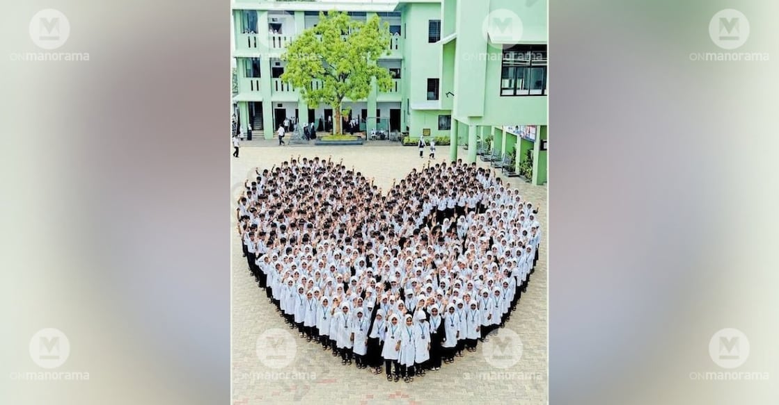 Cells of hope...Students of Oriental School in Areekode take part in a campaign to find a matching blood stem cell donor for Rafia Sherin.Photo:Special Arrangement