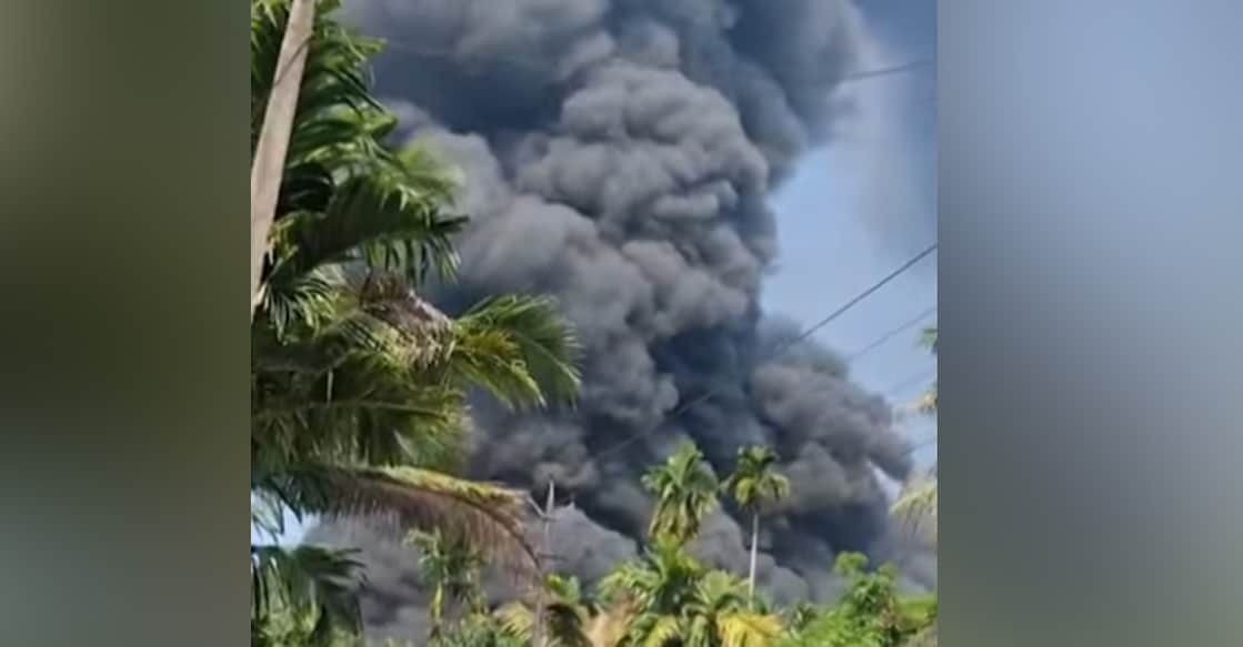 A screengrab showing smoke billowing from the unit. Photo: Manorama News