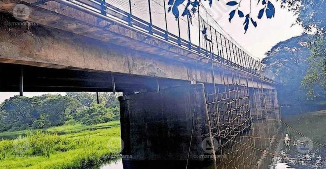 The river bridge near Chittur Govt. College, currently under renovation. Photo: Special Arrangement.