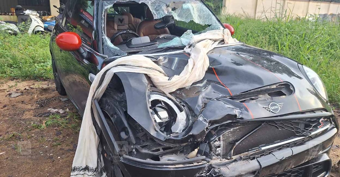 The Mini Cooper car that caused the accident. Photo: Manorama