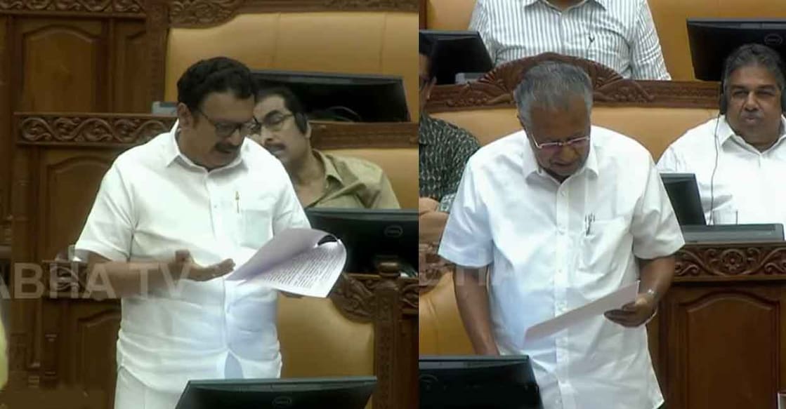 K Muraleedharan, Pinarayi Vijayan. Photo: Screengrab/Sabha TV