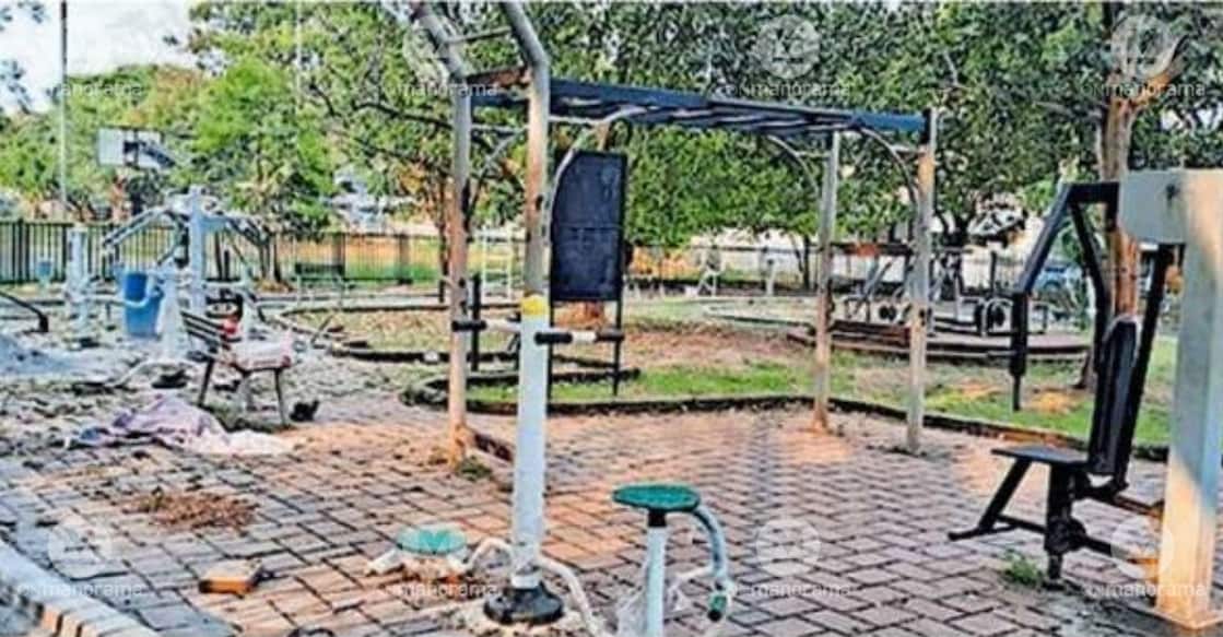 Maintenance work is progressing at the open gym located in Palakkad Fort Ground. Photo: Special Arrangement. 