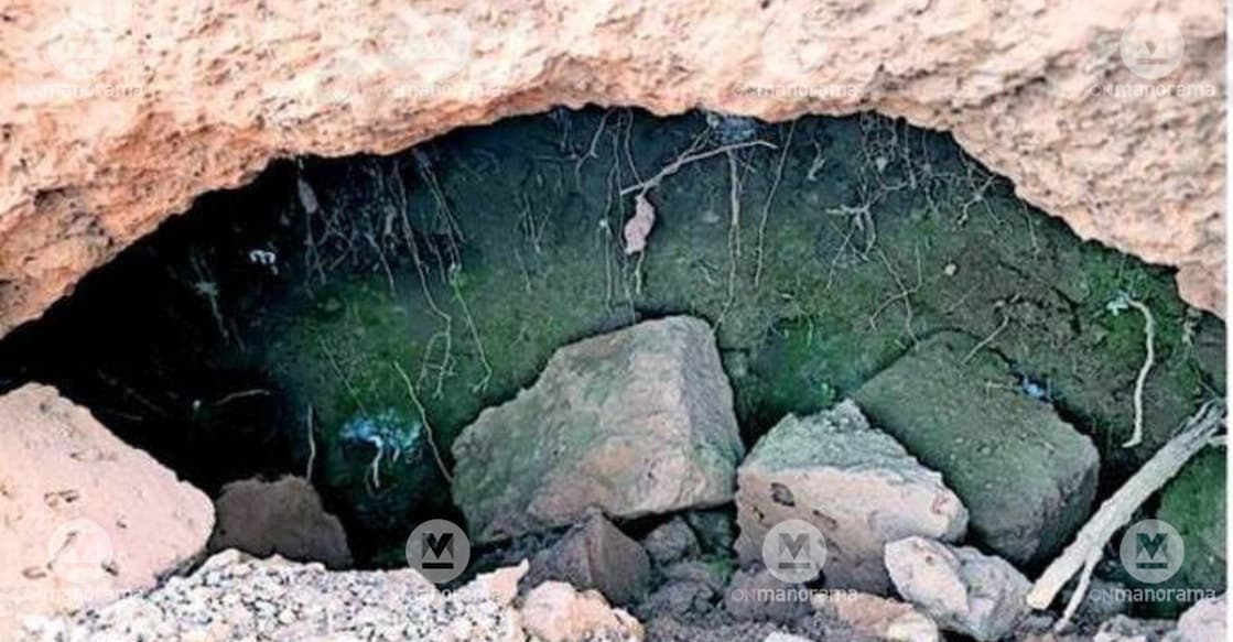 The laterite burial chamber discovered at Teerthankara, Madikai, Neeleshwaram. Photo: Special arragement
