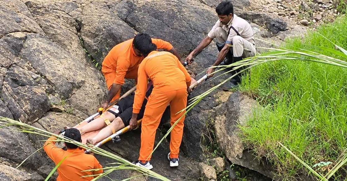 Fire and Rescue personnel rescued a doctor after an accident at the Natural Infinity Pool in Vagamon. Photo: Special arrangement