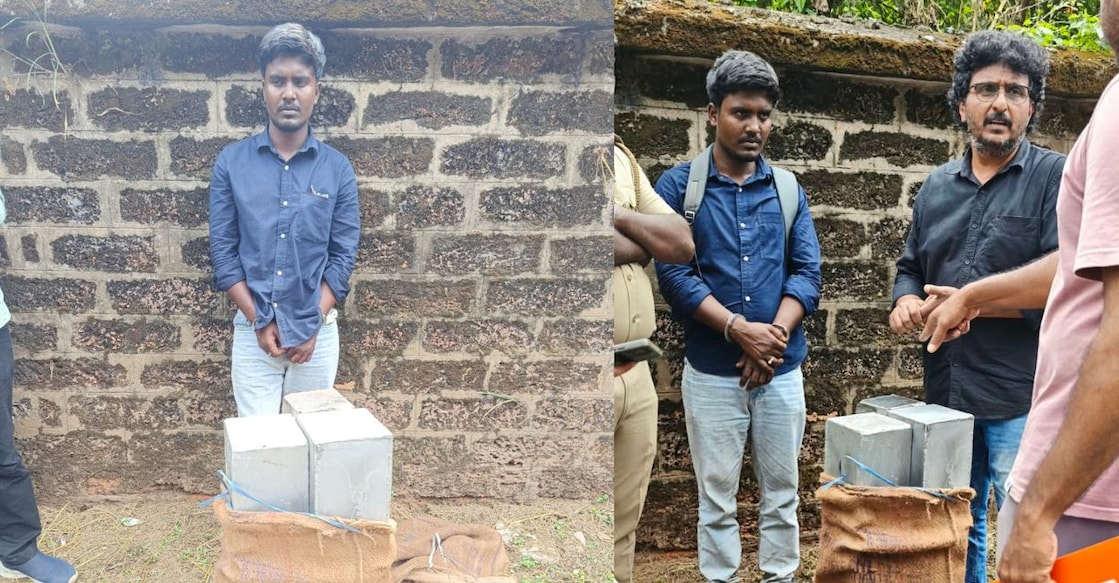 Sukhchand Sekh with the ganja concealed in three iron boxes welded shut on all sides. Photo: Special arrangement