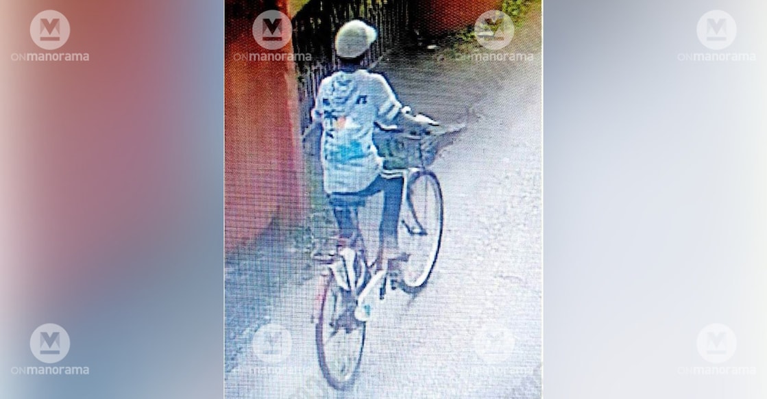The moment the missing 12-year-old was caught on CCTV riding a bicycle near his house. Photo:Special Arrangement
