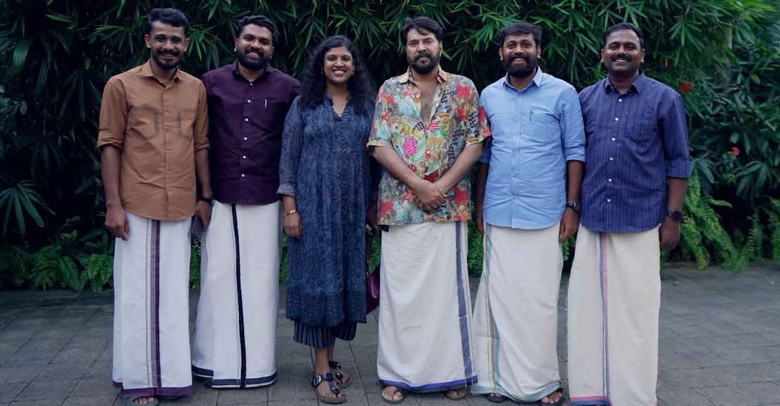 M Sivaprasad, P S Sanjeev, Chintha Jerome, Mammootty, M Vijin and R Rahul. Photo: Special arrangement
